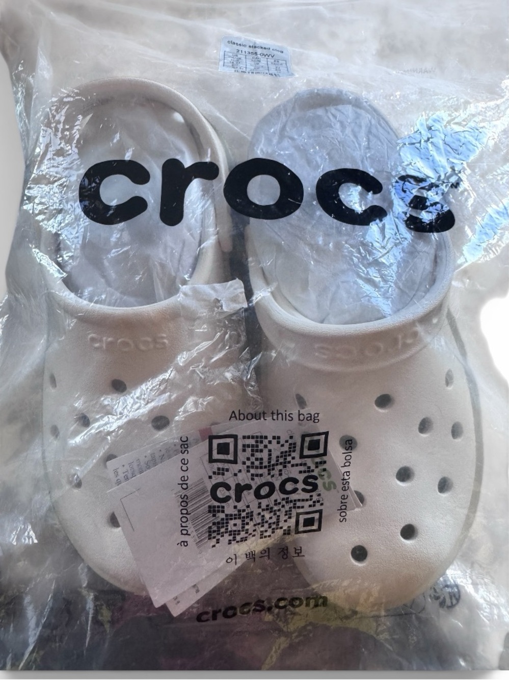 Crocs Classic Stacked Platform Clog Chalk Bone White M4/W6 NWT Elevated Clogs - Picture 8 of 11